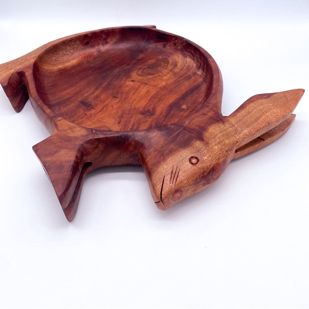 Wooden Rabbit Bunny Bowl Dish Coffee Table Dish